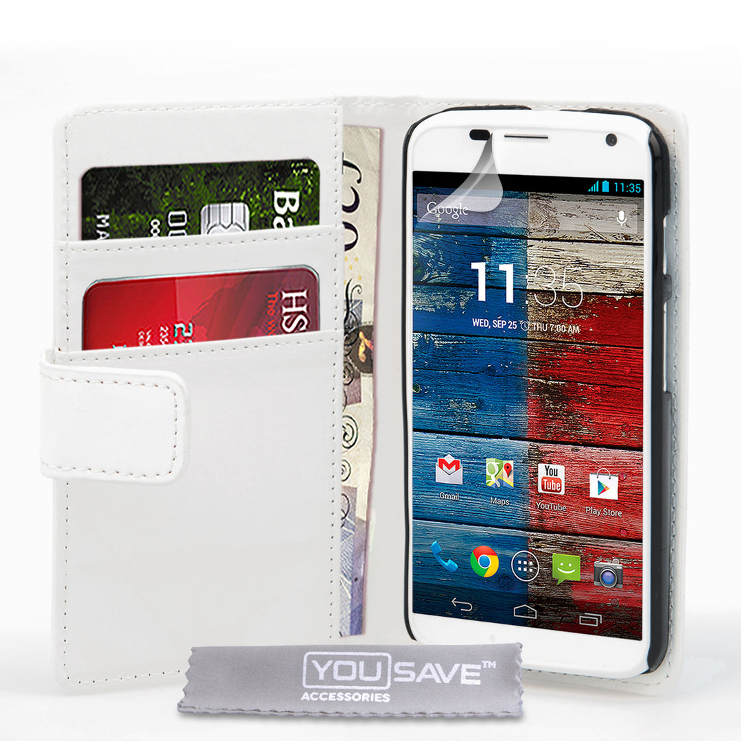 YouSave Accessories Motorola Moto X Leather-Effect Wallet Case - White