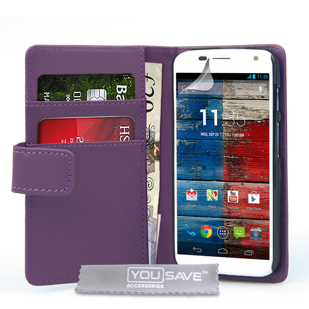 YouSave Motorola Moto X Leather-Effect Wallet Case - Purple