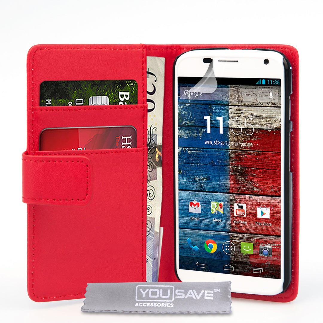 YouSave Accessories Motorola Moto X Leather-Effect Wallet Case - Red