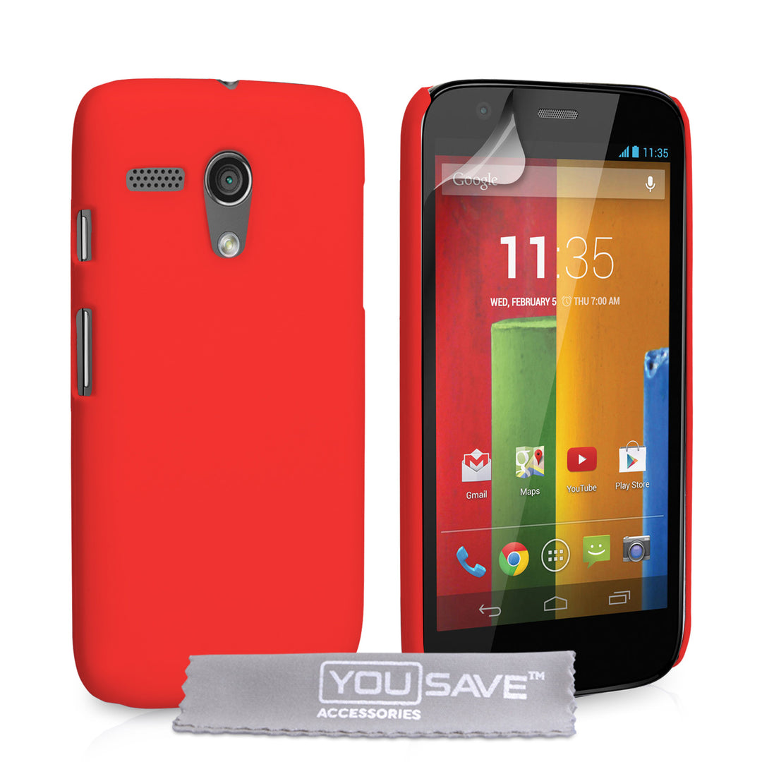 YouSave Accessories Motorola Moto G Hard Hybrid Case - Red