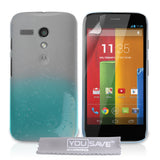 YouSave Accessories Motorola Moto G Raindrop Hard Case - Blue-Clear