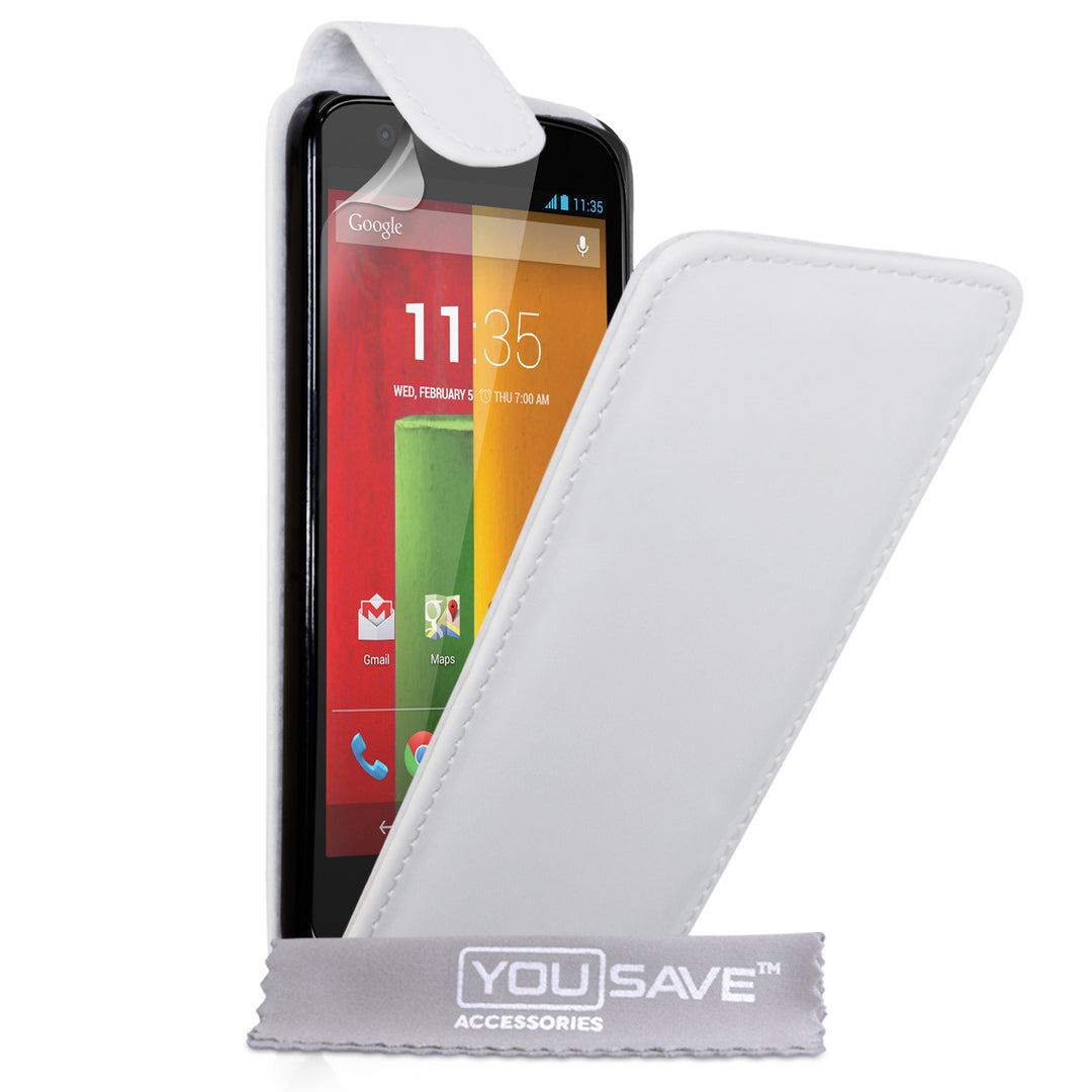 YouSave Accessories Motorola Moto G Leather-Effect Flip Case - White