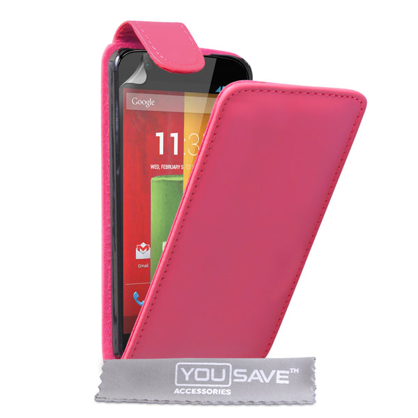 YouSave Motorola Moto G Leather-Effect Flip Case - Hot Pink