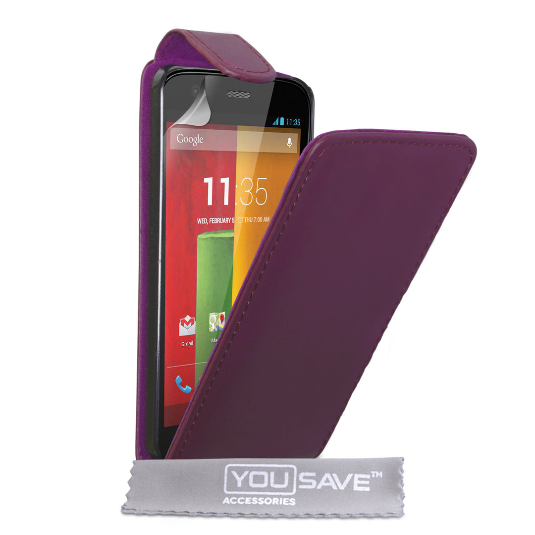 YouSave Accessories Motorola Moto G Leather-Effect Flip Case - Purple