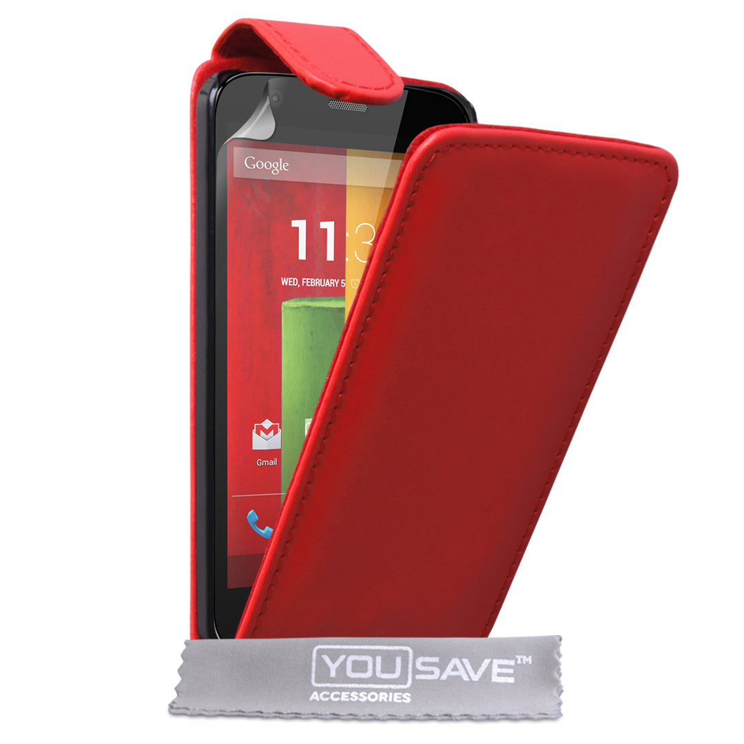 YouSave Accessories Motorola Moto G Leather-Effect Flip Case - Red
