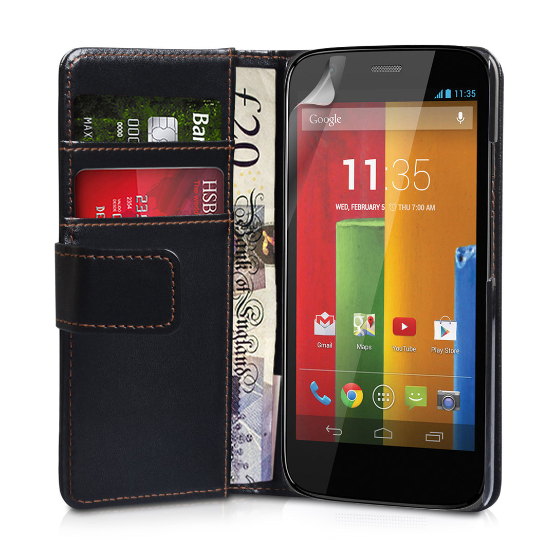 YouSave Accessories Motorola Moto G Leather-Effect Wallet Case - Black