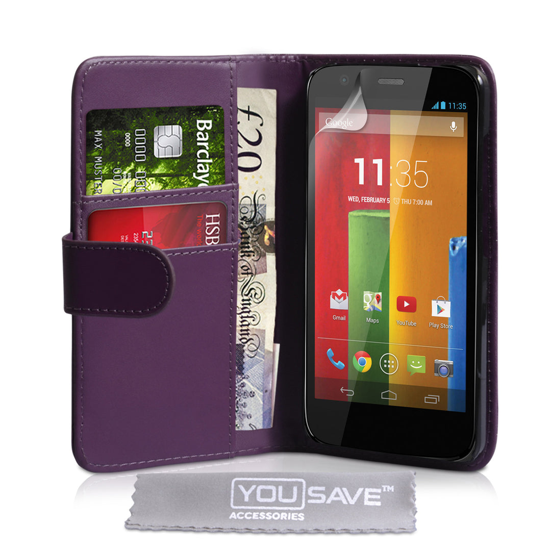 YouSave Motorola Moto G Leather-Effect Wallet Case - Purple