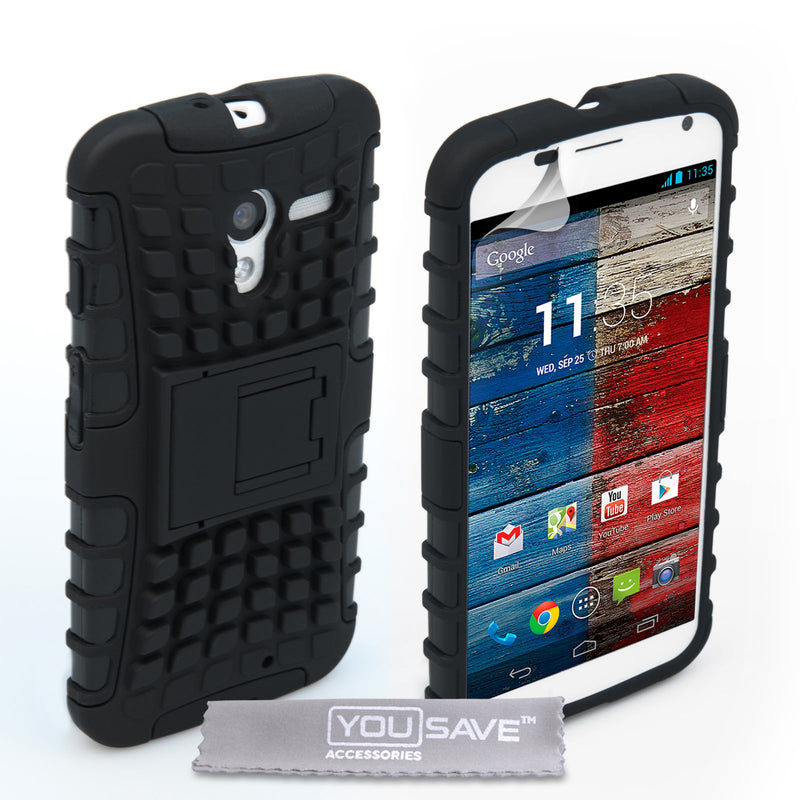 YouSave Accessories Motorola Moto X Stand Combo Case - Black