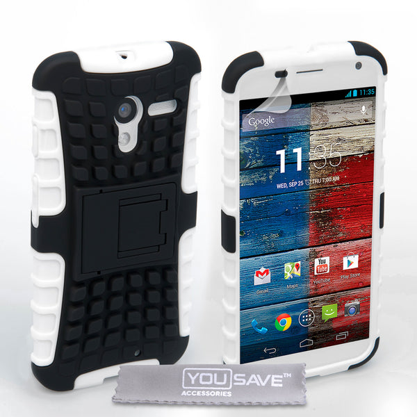 YouSave Accessories Motorola Moto X Stand Combo Case - White