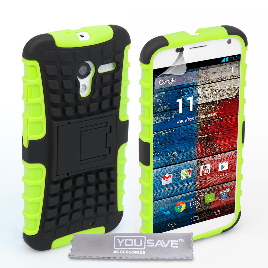 YouSave Accessories Motorola Moto X Stand Combo Case - Green / Black