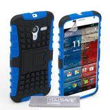 YouSave Accessories Motorola Moto X Stand Combo Case - Blue / Black