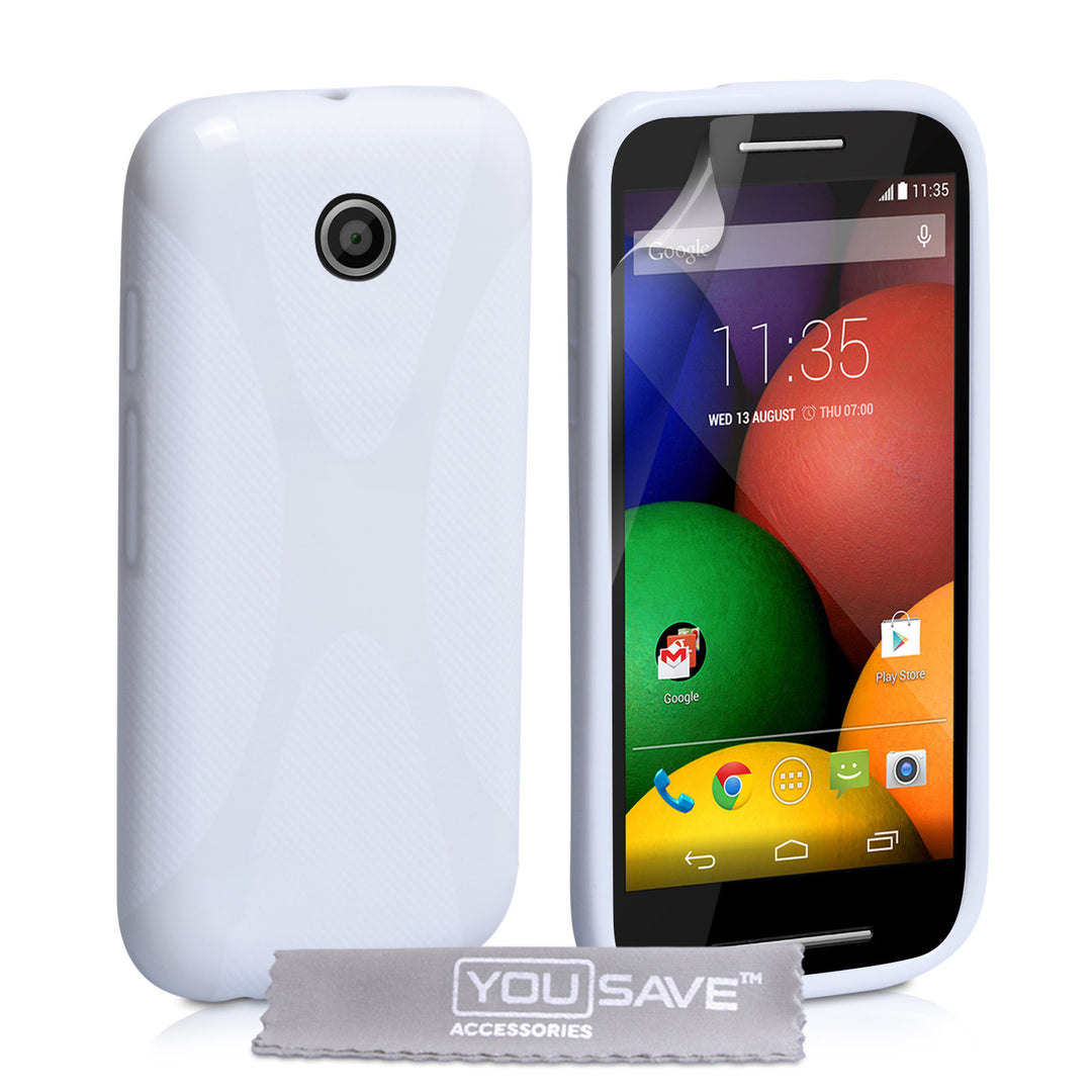 YouSave Accessories Motorola Moto E Silicone Gel X-Line Case - White