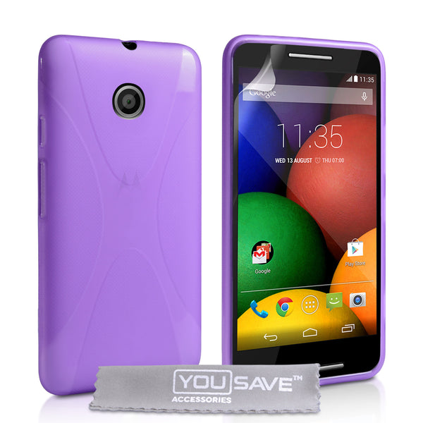 YouSave Accessories Motorola Moto E Silicone Gel X-Line Case - Purple