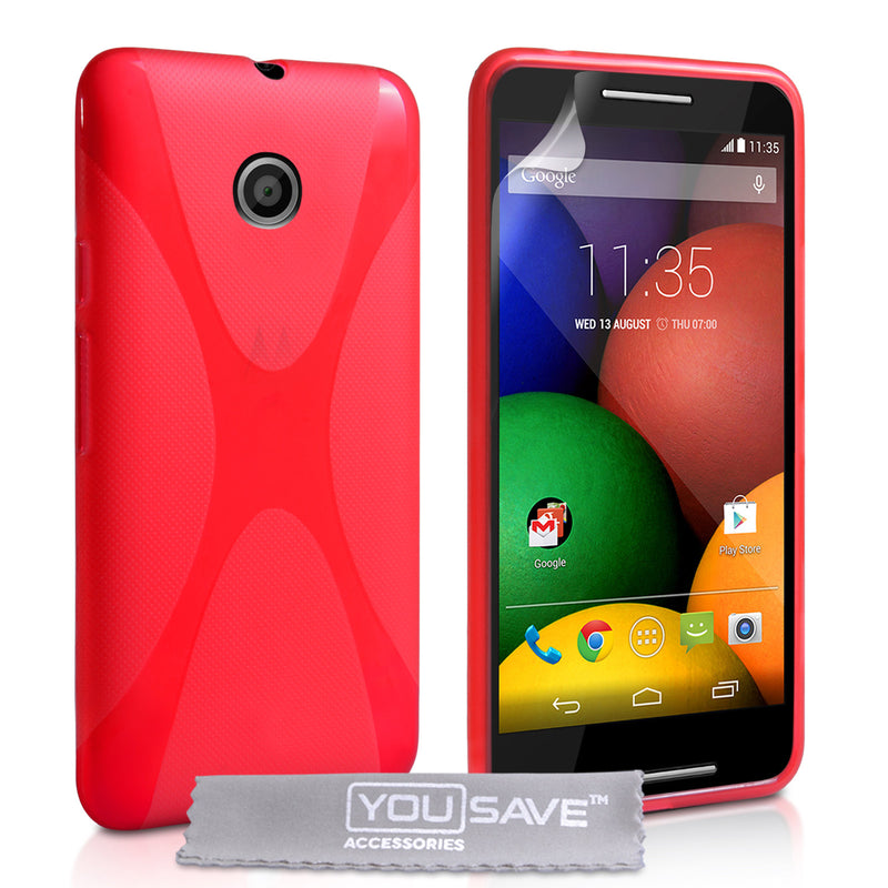 YouSave Accessories Motorola Moto E Silicone Gel X-Line Case - Red