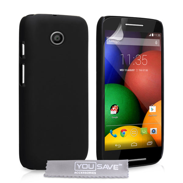 YouSave Accessories Motorola Moto E Hard Hybrid Case - Black