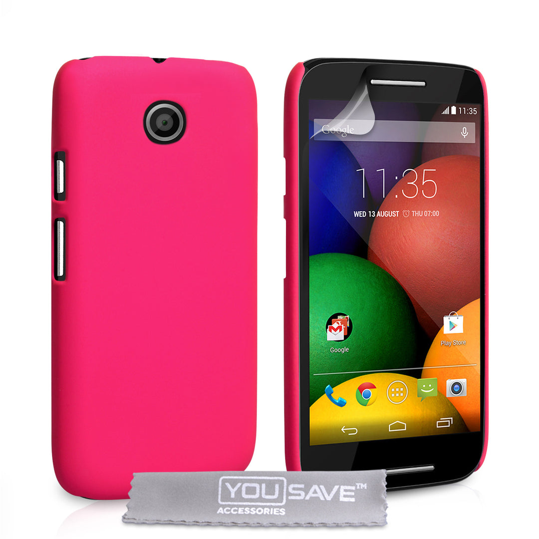 YouSave Accessories Motorola Moto E Hard Hybrid Case - Hot Pink