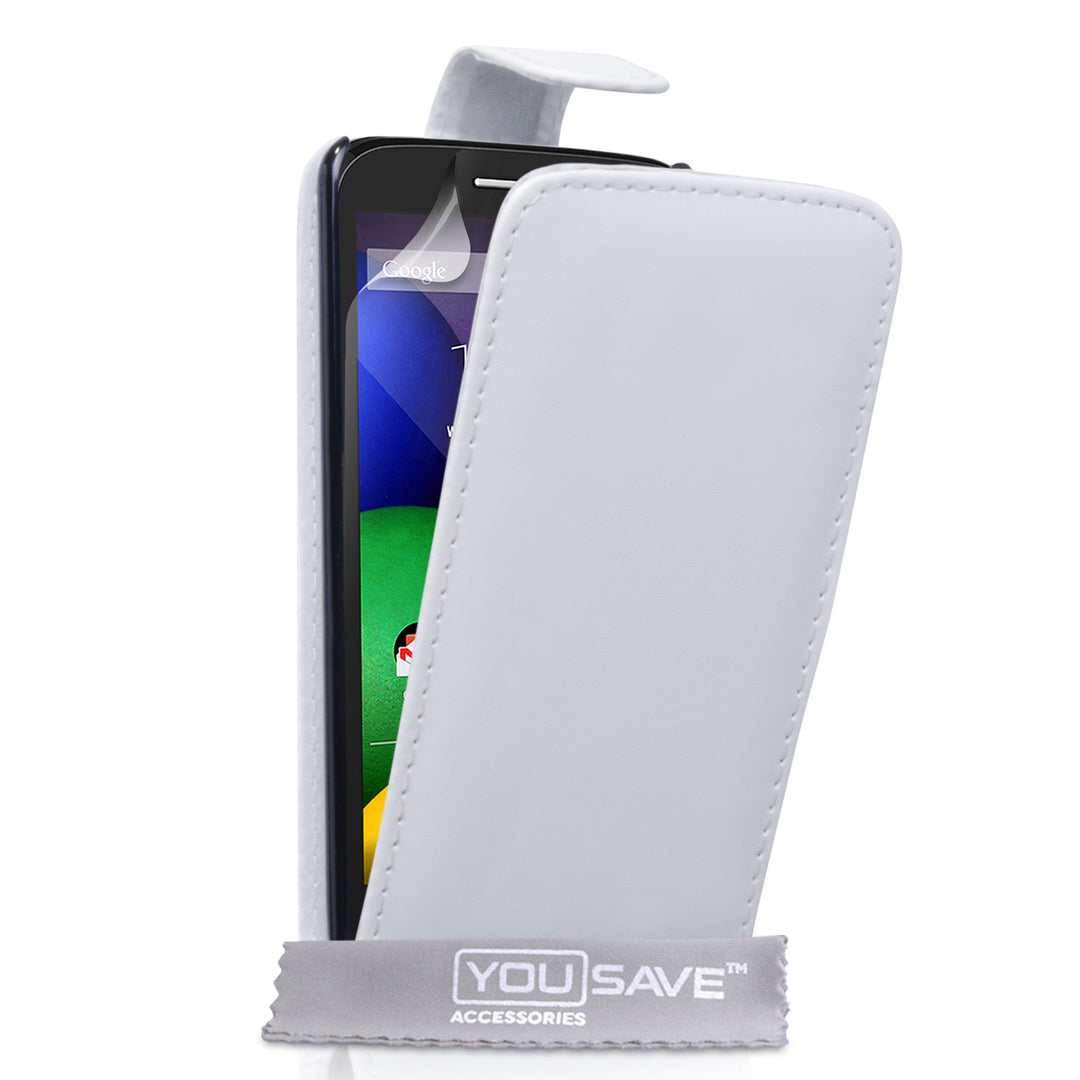 YouSave Accessories Motorola Moto E Leather-Effect Flip Case - White