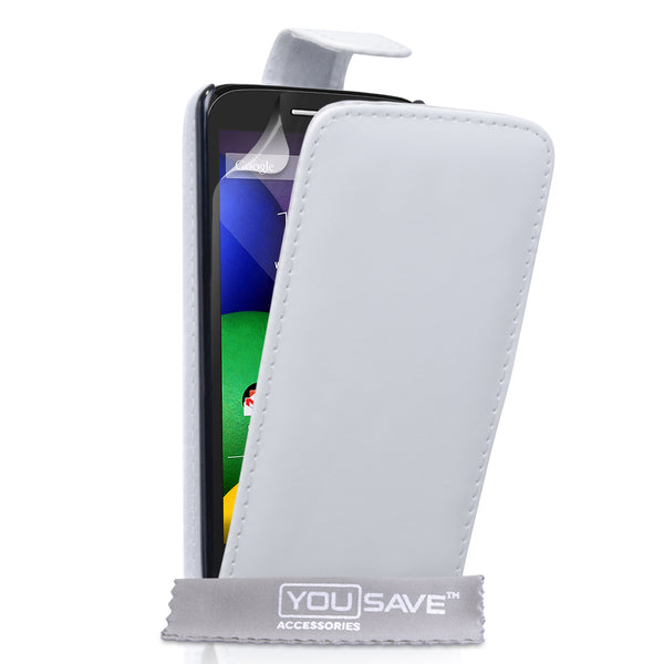 YouSave Accessories Motorola Moto E Leather-Effect Flip Case - White