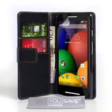 YouSave Accessories Motorola Moto E Leather-Effect Wallet Case - Black