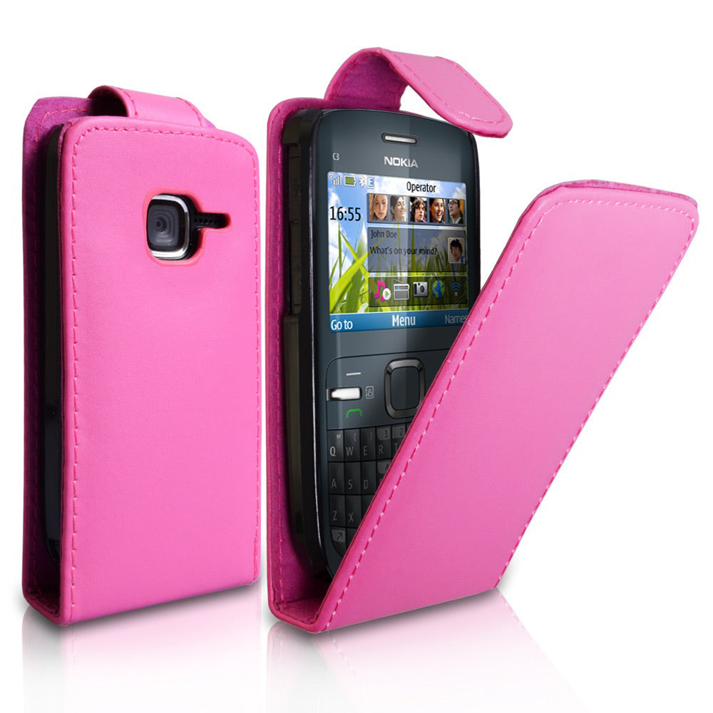 YouSave Accessories Nokia C3 Pink Leather Effect Flip Case