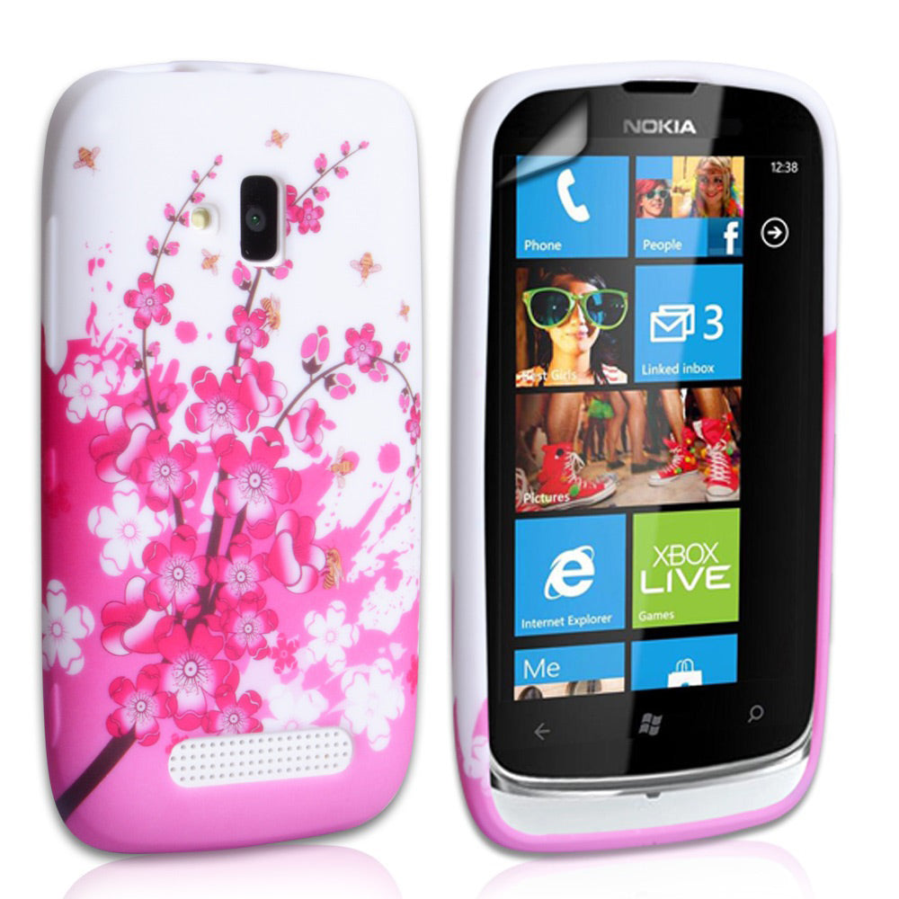 YouSave Accessories Nokia Lumia 610 Floral Bee Silicone Gel Case