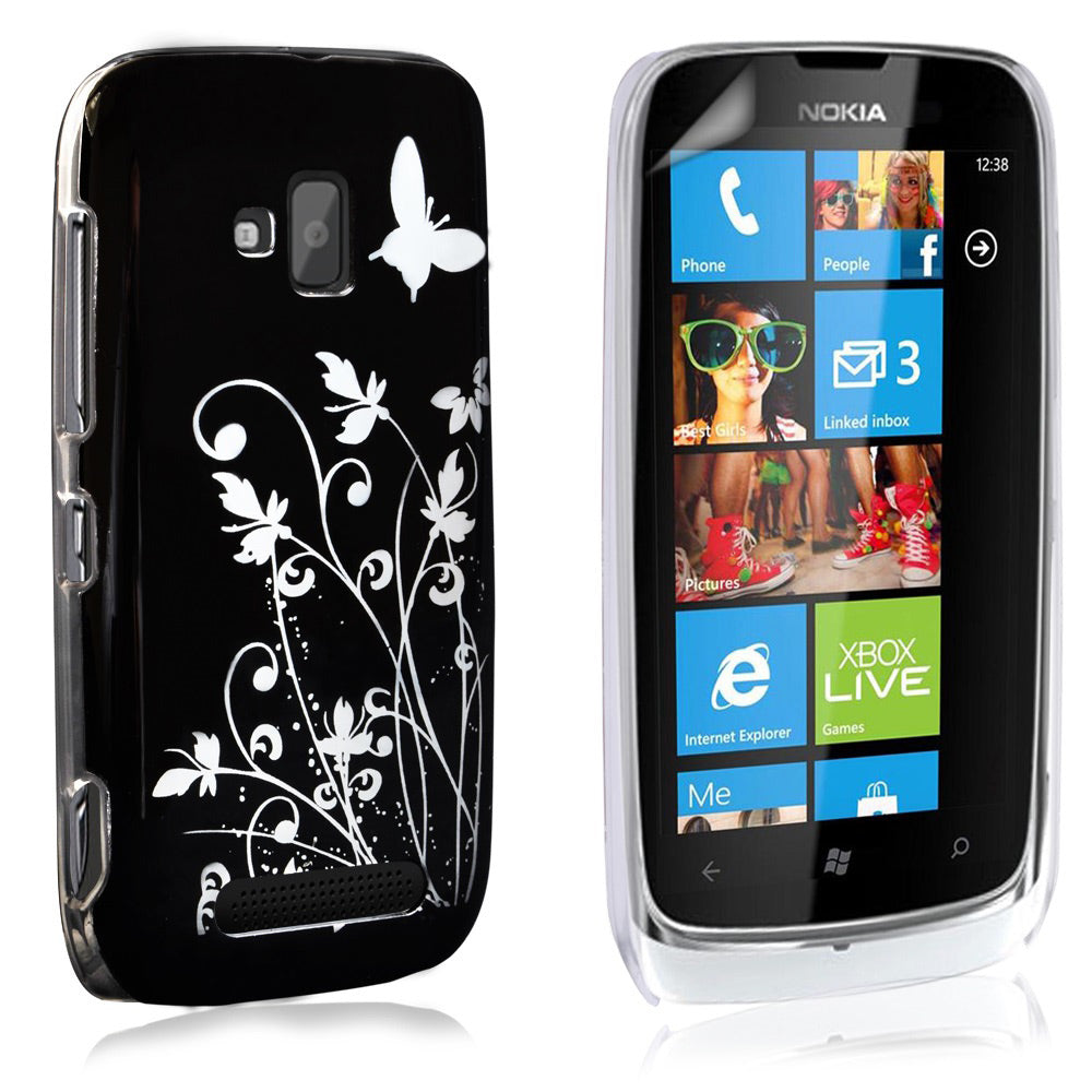 YouSave Accessories Nokia Lumia 610 Butterfly IMD Hard Case - Black