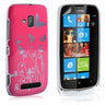 Yousave Accessories Nokia Lumia 610 Butterfly IMD Hard Case - Hot Pink
