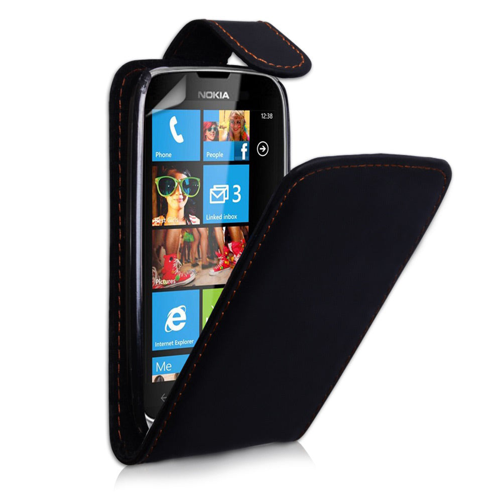 YouSave Accessories Nokia Lumia 610 Leather Effect Flip Case - Black