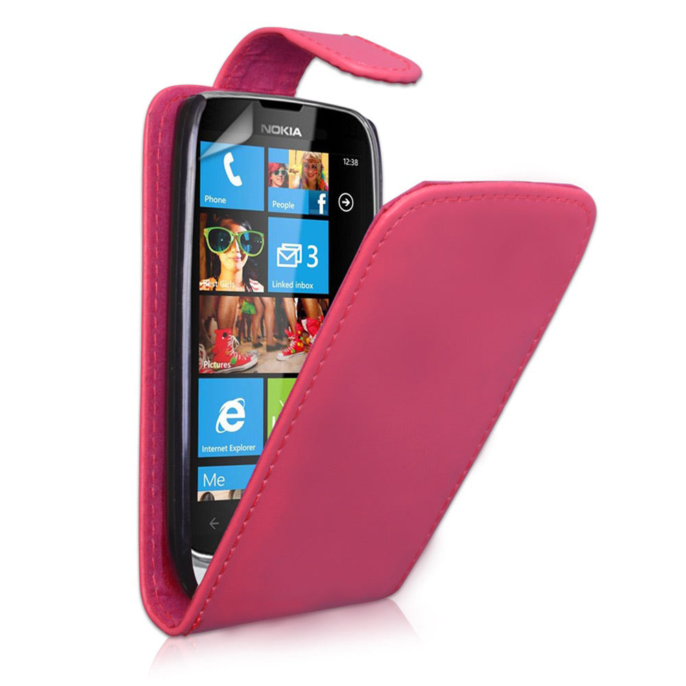 YouSave Nokia Lumia 610 Leather Effect Flip Case - Hot Pink