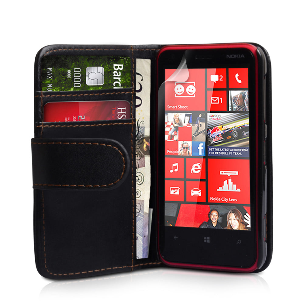 YouSave Accessories Nokia Lumia 620 Leather Effect Wallet Case - Black