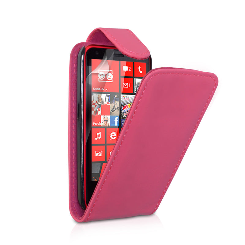 YouSave Nokia Lumia 620 Leather Effect Flip Case - Hot Pink