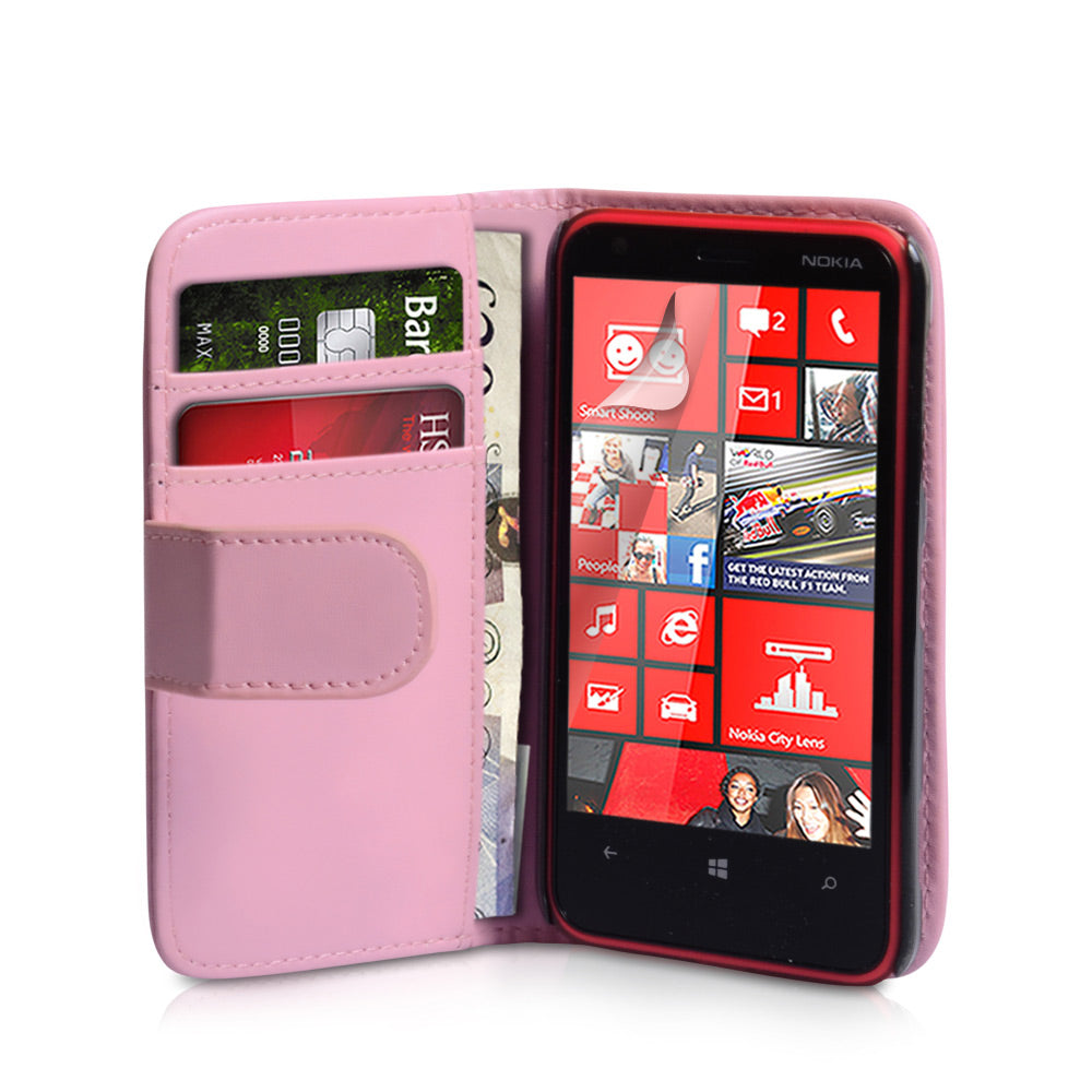 YouSave Nokia Lumia 620 Leather Effect Wallet Case - Baby Pink