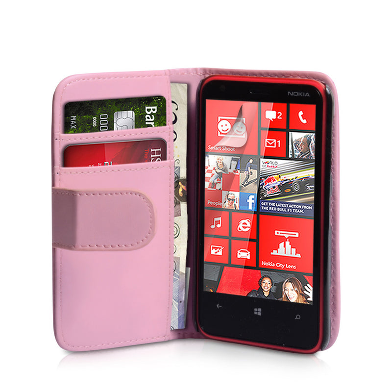 YouSave Nokia Lumia 620 Leather Effect Wallet Case - Baby Pink
