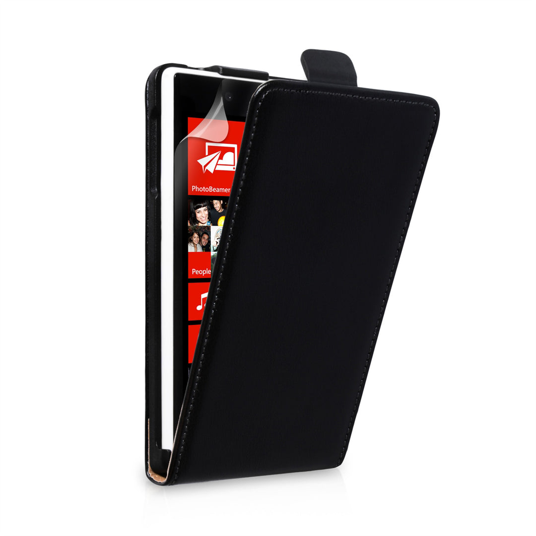 YouSave Accessories Nokia Lumia 720 Real Leather Flip Case - Black