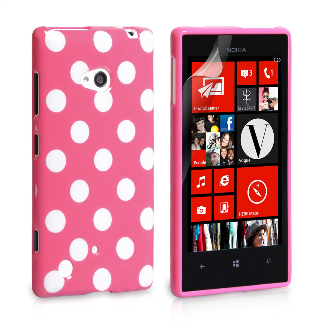 YouSave Accessories Nokia Lumia 720 Polka Dot Hard Case - Hot Pink