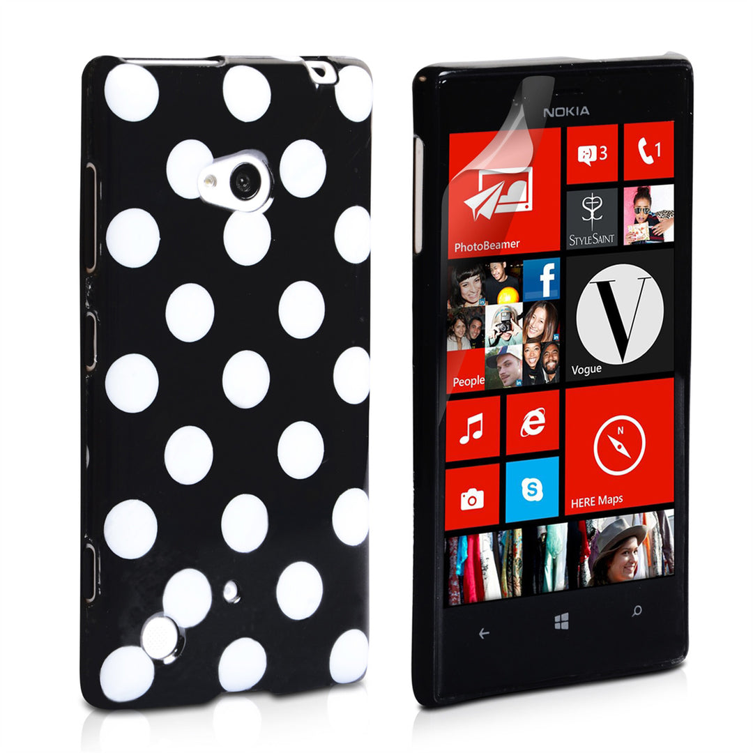 YouSave Accessories Nokia Lumia 720 Polka Dot Hard Case - Black