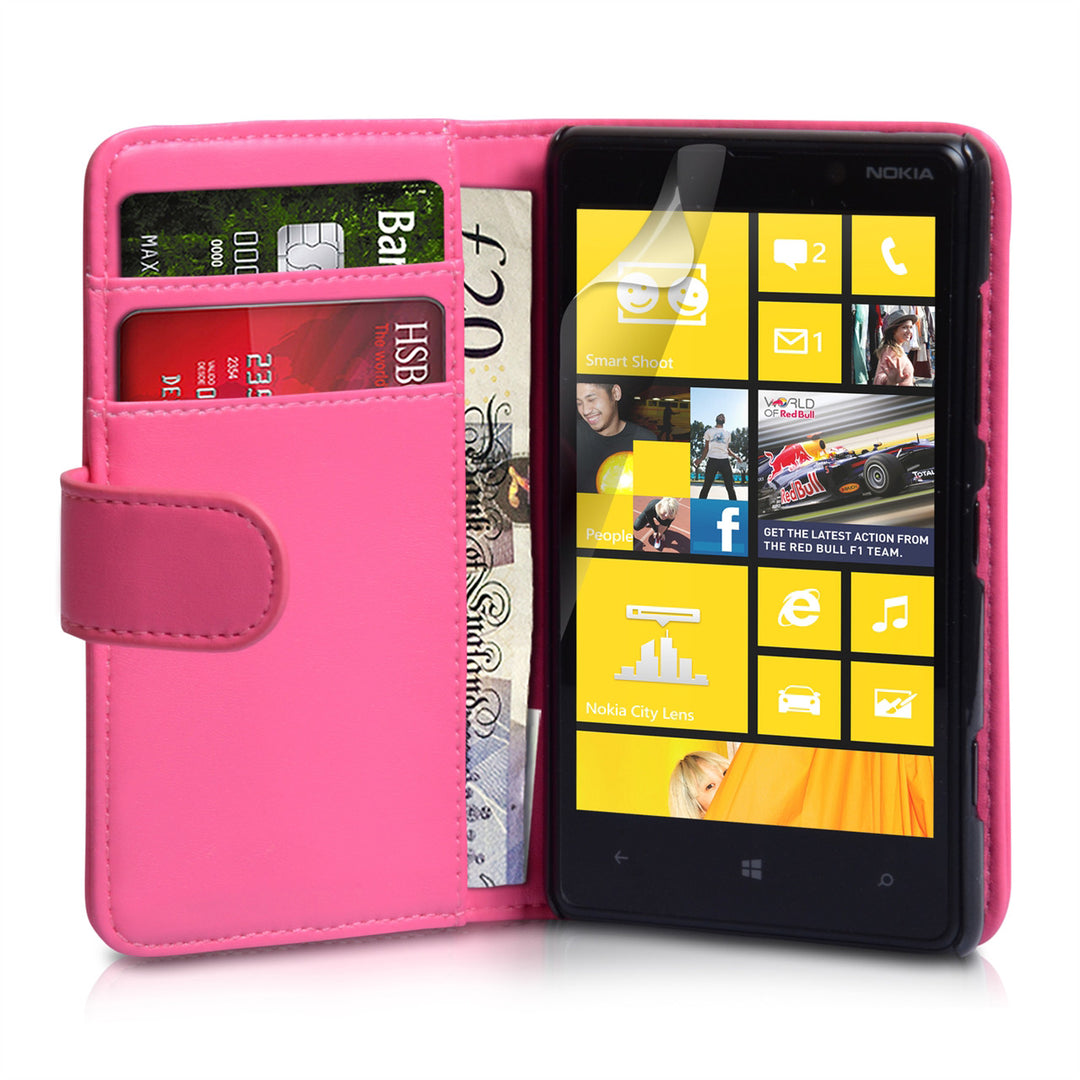 YouSave Nokia Lumia 820 Leather Effect Wallet Case - Hot Pink