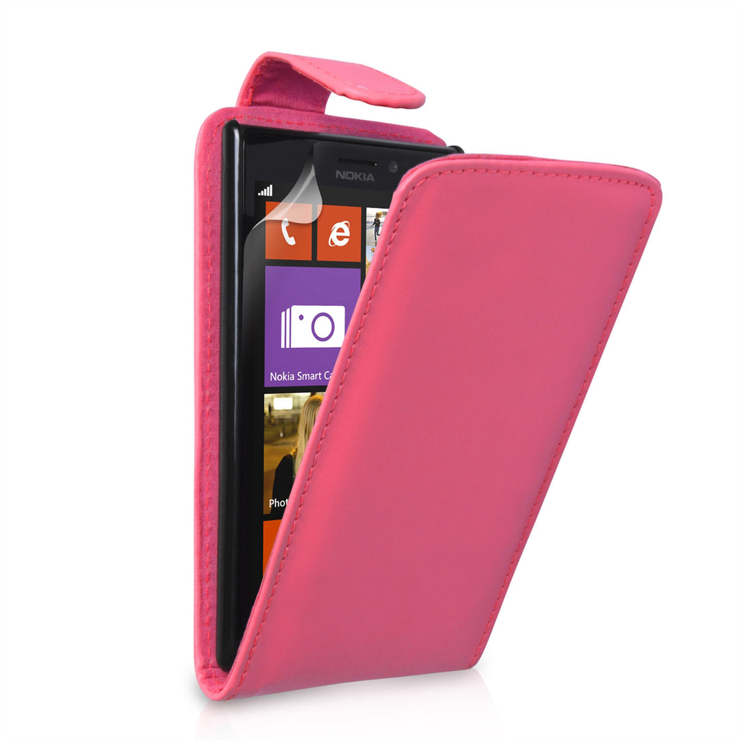 YouSave Nokia Lumia 925 Leather Effect Flip Case - Hot Pink