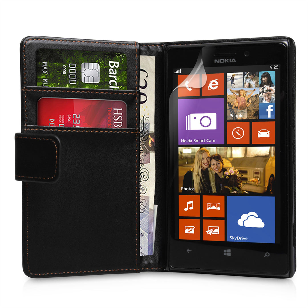YouSave Nokia Lumia 925 Leather Effect  Wallet Case - Black 