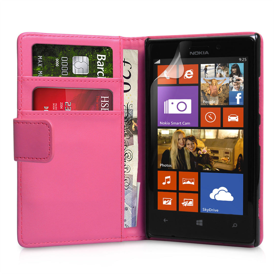 YouSave Nokia Lumia 925 Leather Effect Wallet Case - Hot Pink