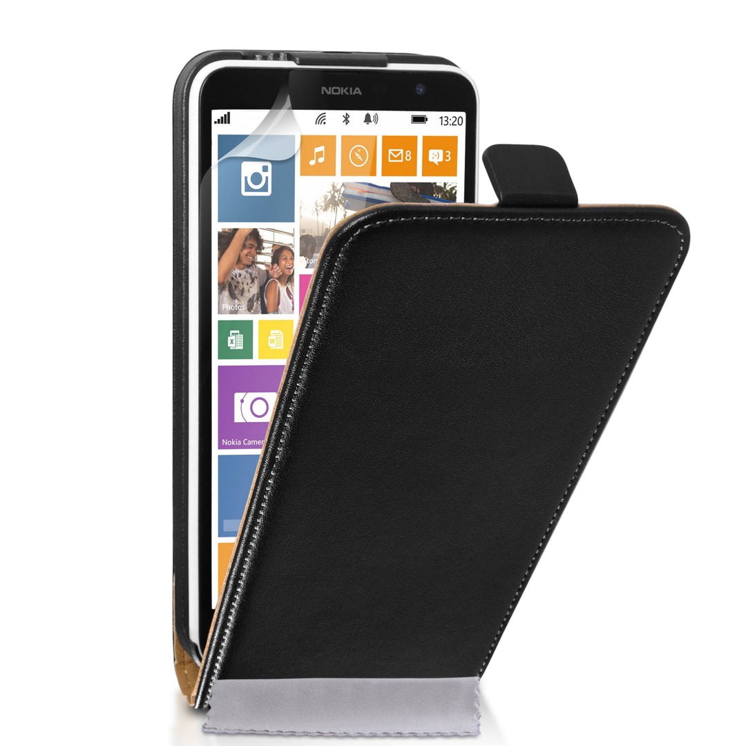 Caseflex Nokia Lumia 1320 Real Leather Flip Case - Black