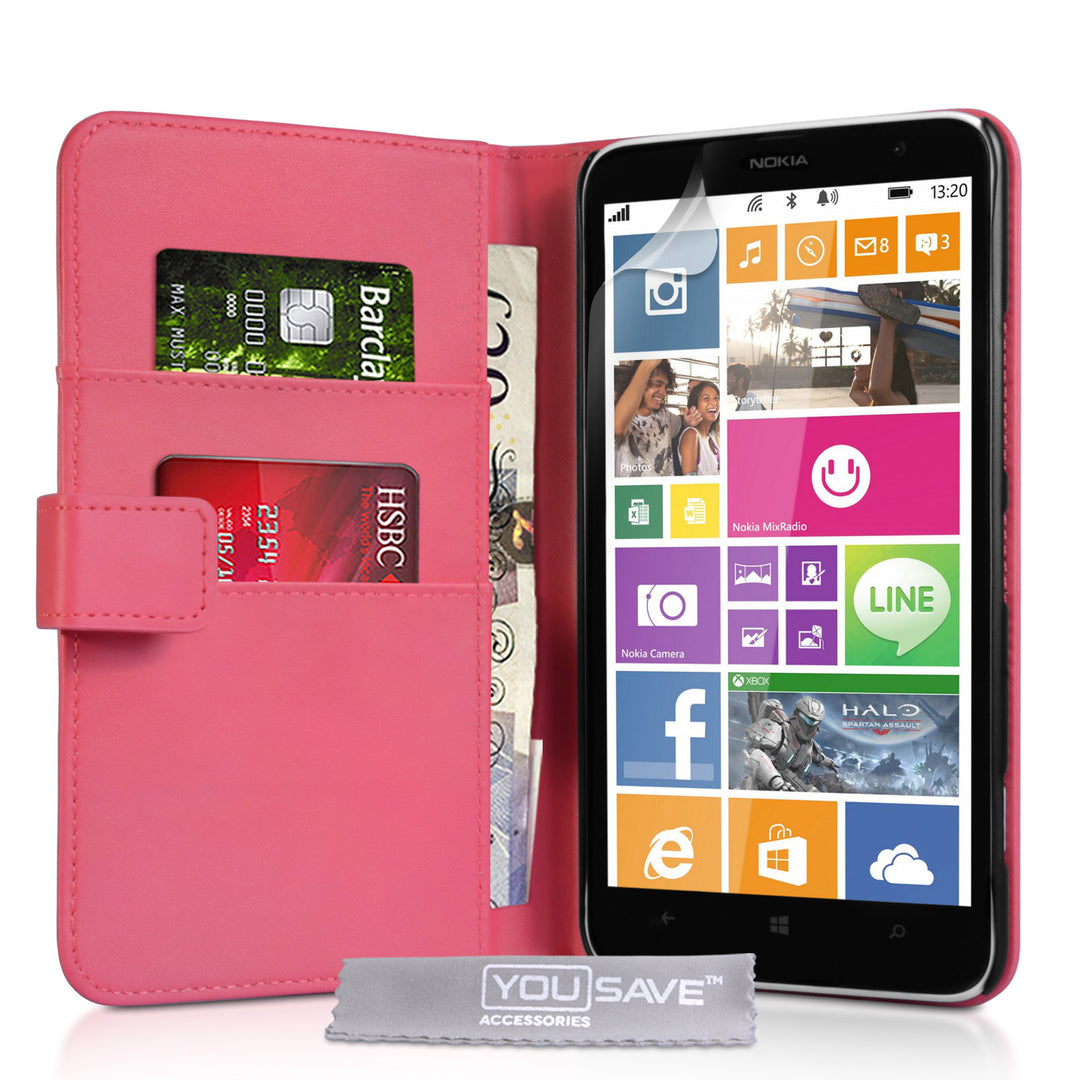 YouSave Nokia Lumia 1320 Leather-Effect Wallet Case - Hot Pink
