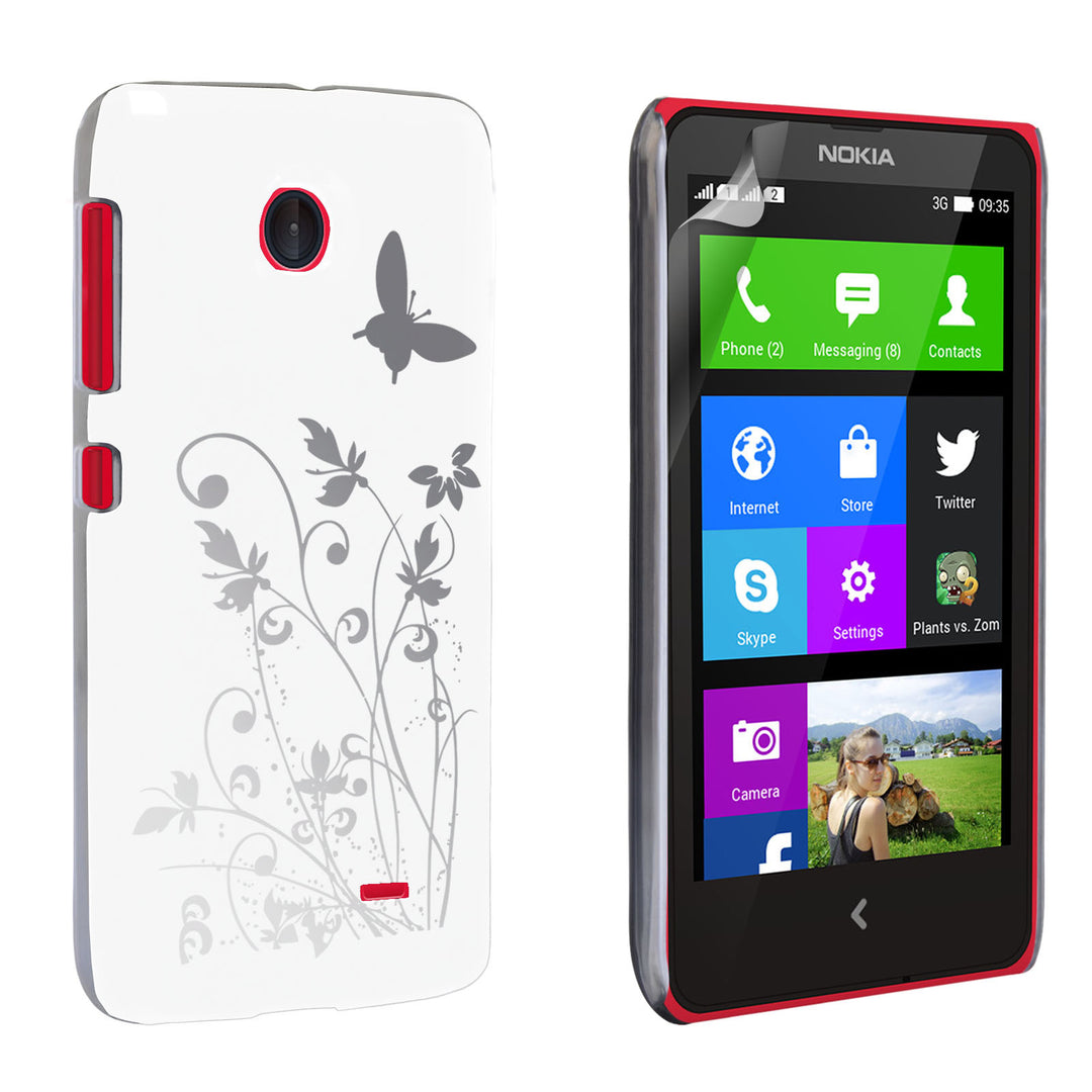 YouSave Accessories Nokia X Floral Butterfly Hard Case - White-Silver