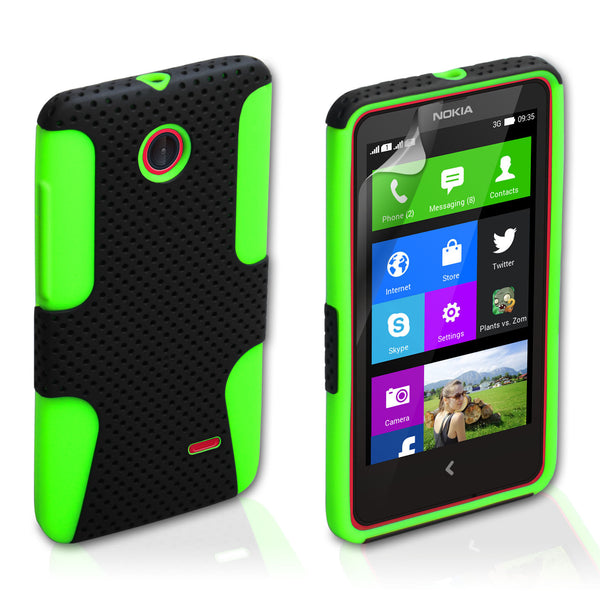 YouSave Nokia X Tough Mesh Combo Silicone Case - Green-Black