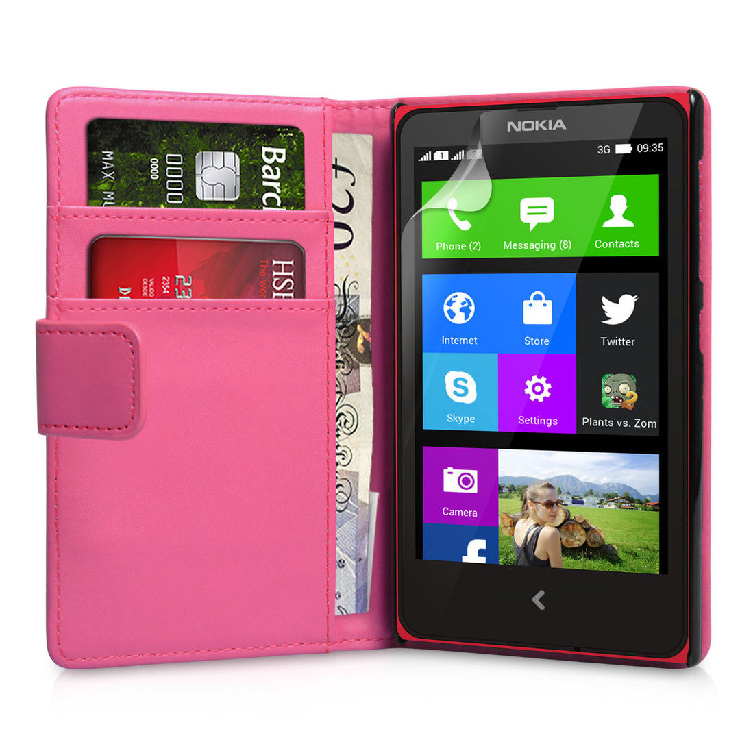 YouSave Accessories Nokia X Leather-Effect Wallet Case - Hot Pink