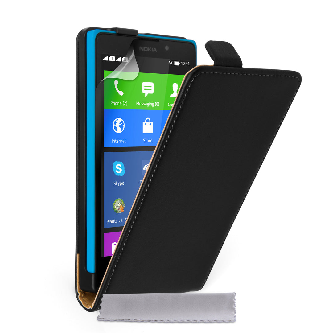 Caseflex Nokia XL Real Leather Flip Case - Black