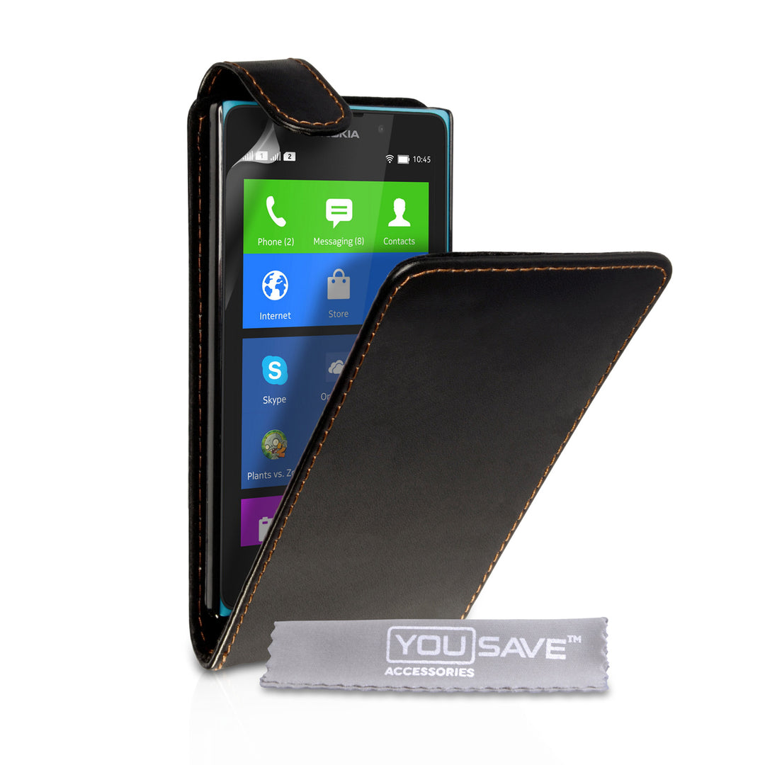 YouSave Accessories Nokia XL Leather-Effect Flip Case - Black