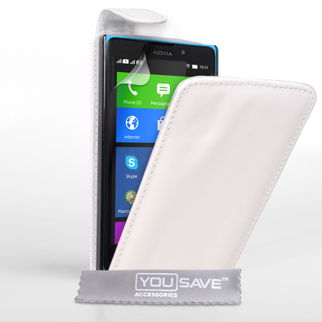 YouSave Accessories Nokia XL Leather-Effect Flip Case - White