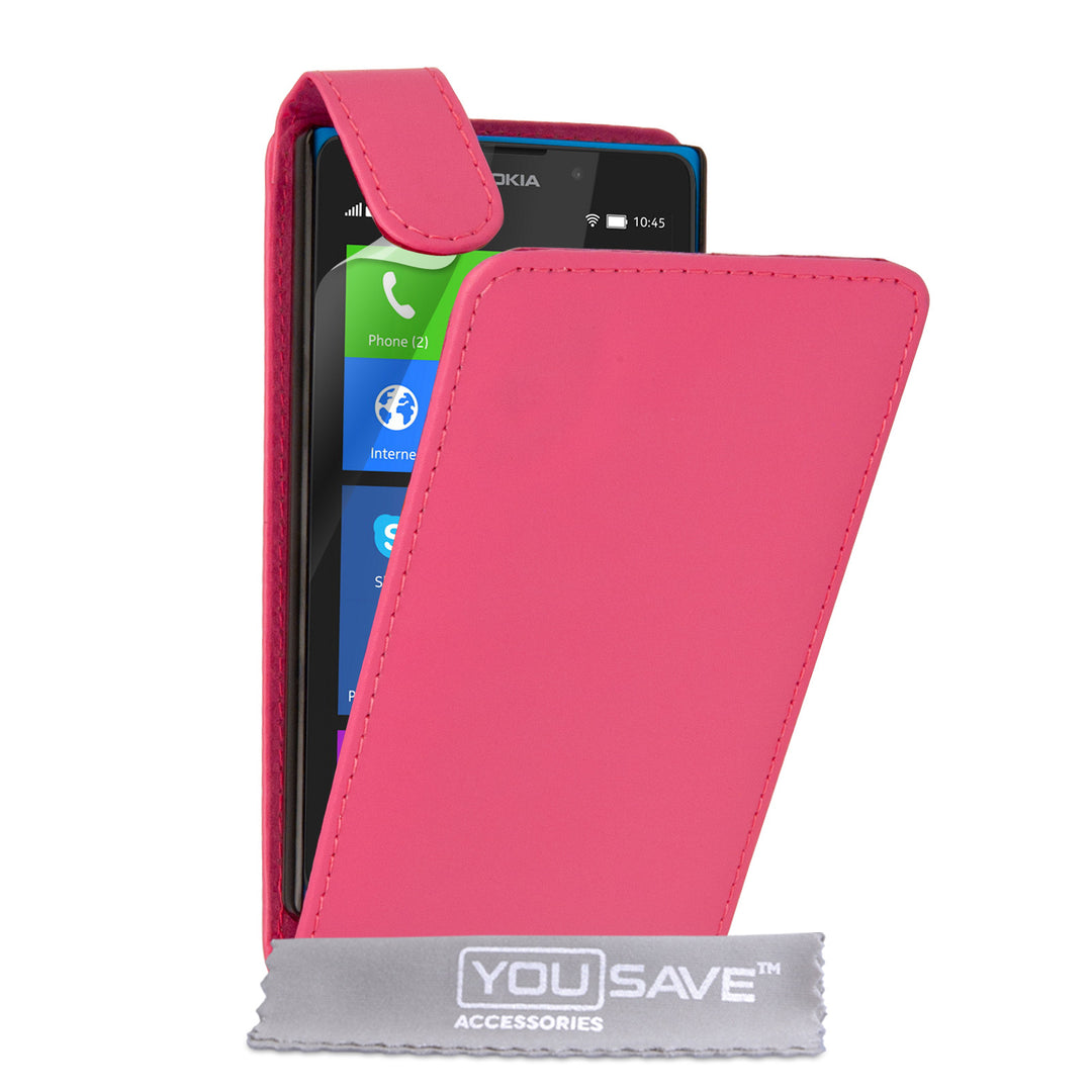 YouSave Accessories Nokia XL Leather-Effect Flip Case - Hot Pink