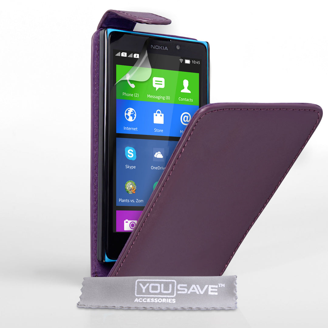 YouSave Accessories Nokia XL Leather-Effect Flip Case - Purple